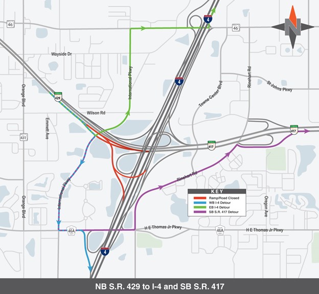 フォークイエリア Section 8: Ramp and road closures planned at I-4 / S.R. 429
